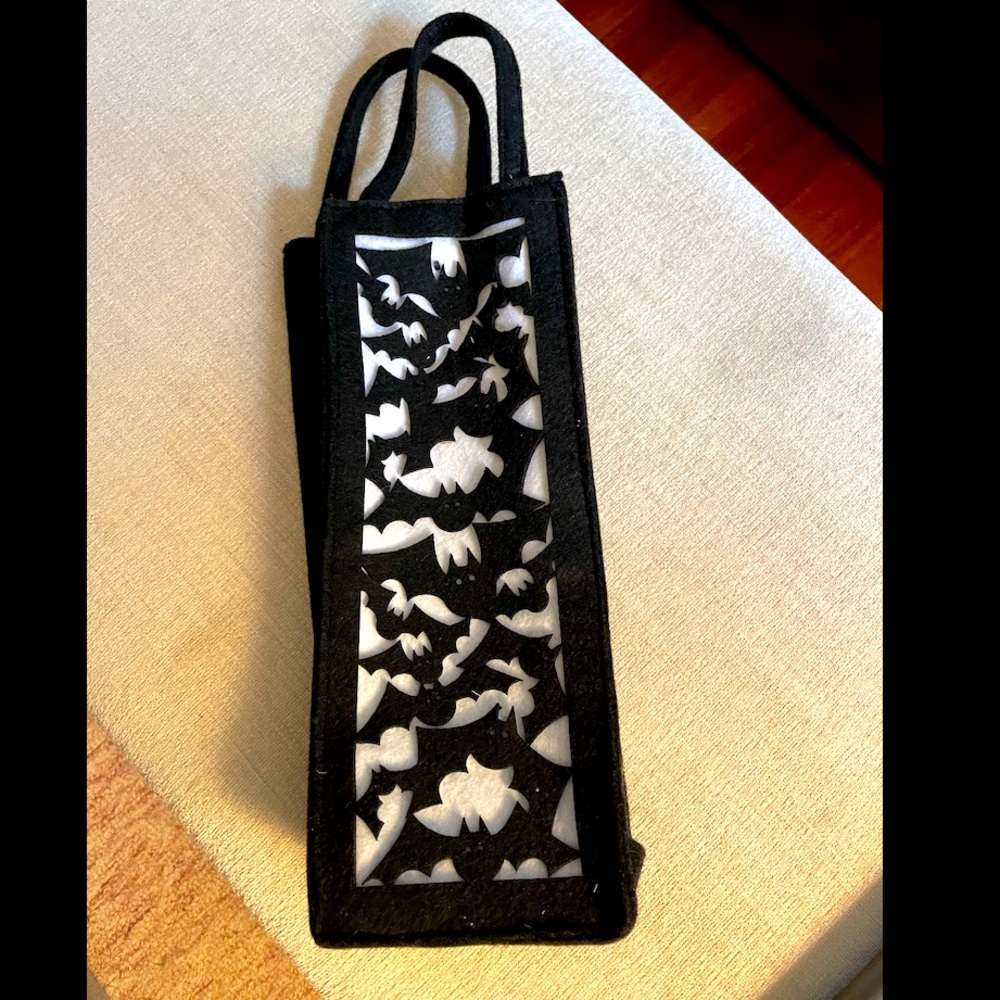 Wine Bag Halloween Black & White Felt